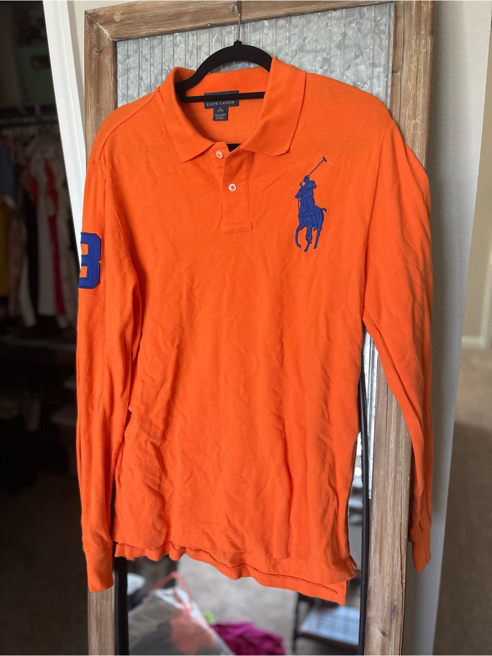Ralph Lauren Bright Orange Polo Shirt with Navy Label